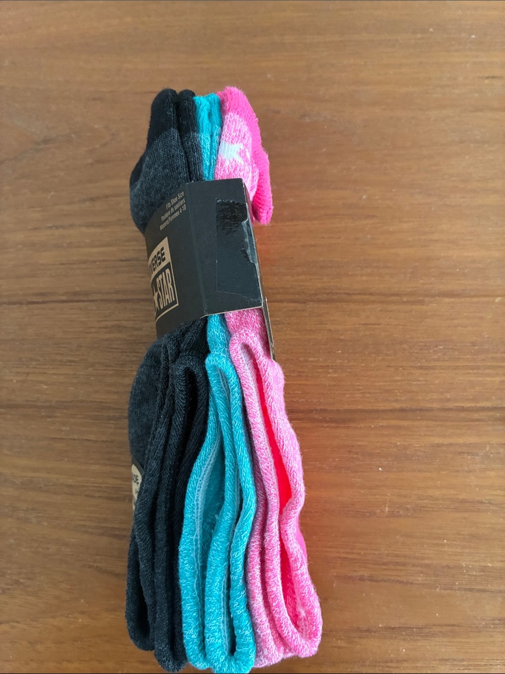 Converse Low-Cut 3-Pack Socks - Black, Teal & Pink - Picture 4 of 4
